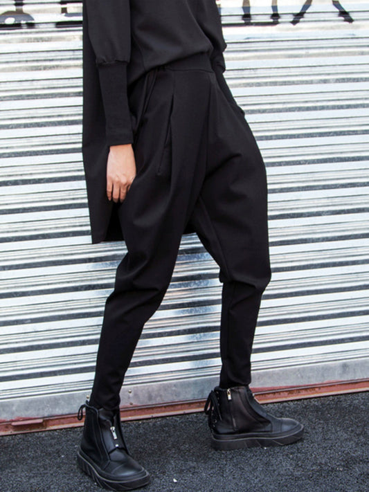 Dark Cool Irregular Casual Hanging Crotch Tappered Pants