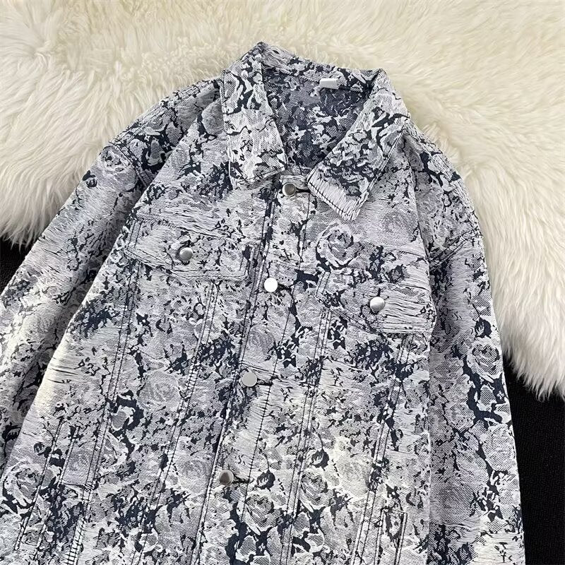 American Floral Denim Jacket Embroidered Coat