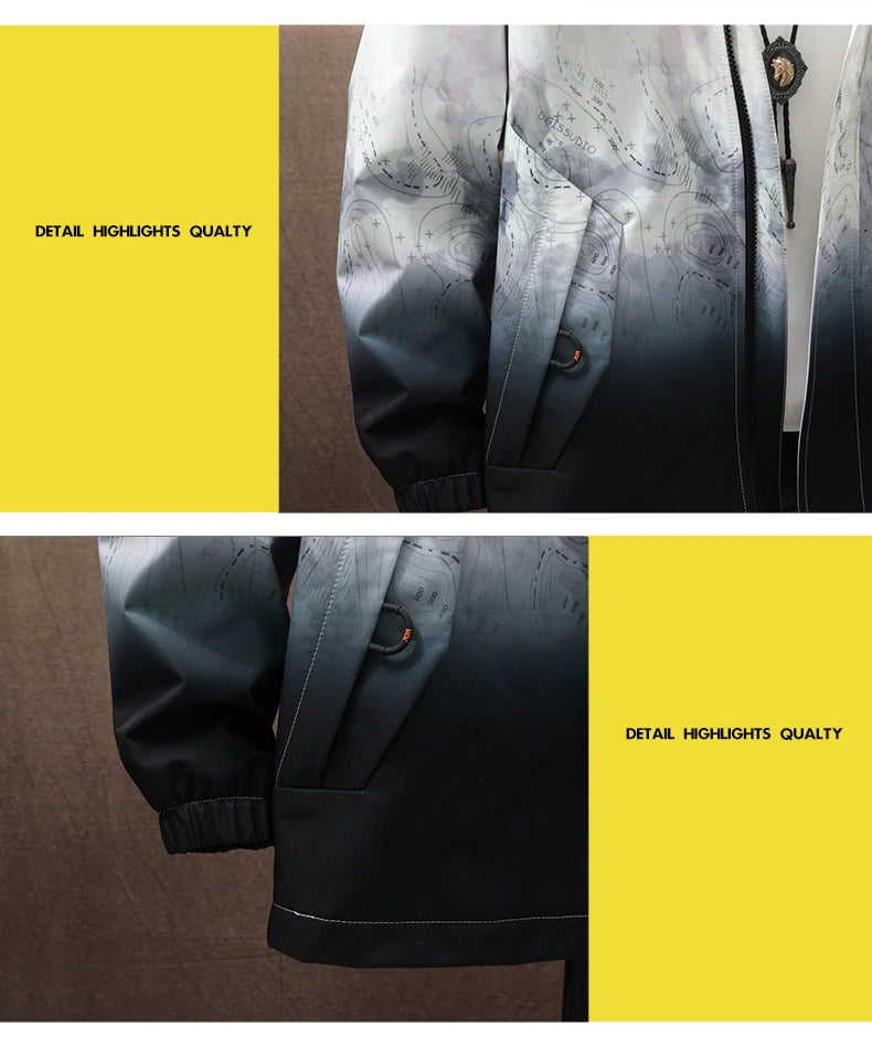 Gradient Color Spring New Arrival Casual Handsome Hooded Outwear