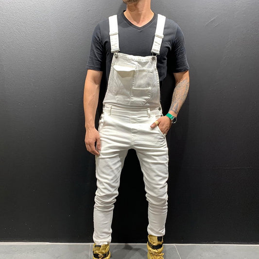 Casual Suspender Distressed Jeans Pant Modish Strap Overalls