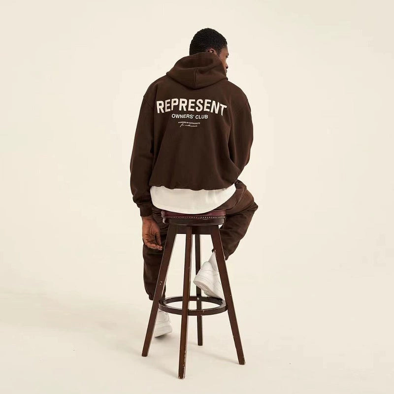 Present Track Basic Style Special-Interest Fashion Brand American Autumn and Winter Loose Men Couple Hooded Sweater