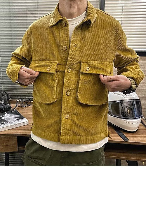 Japanese-style Retro Washed Old Fashion Corduroy Coat