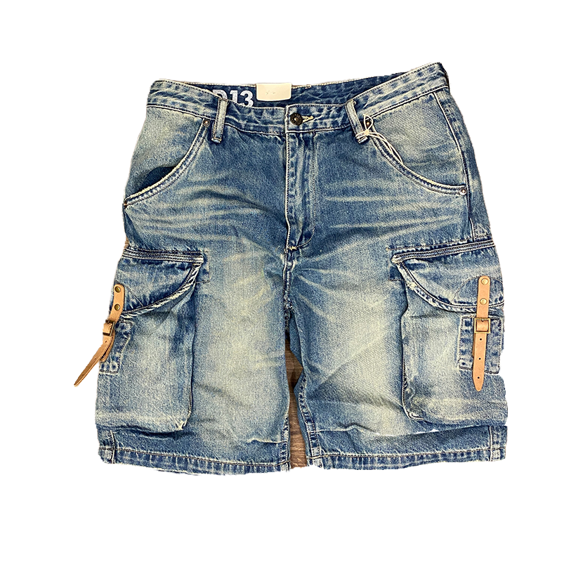 Heavy Weight Denim Summer Cycling Locomotive Fifth Pants Parka