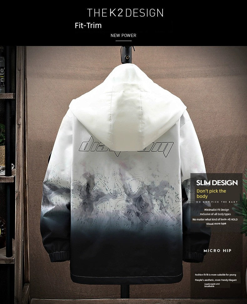 Gradient Color Spring New Arrival Casual Handsome Hooded Outwear