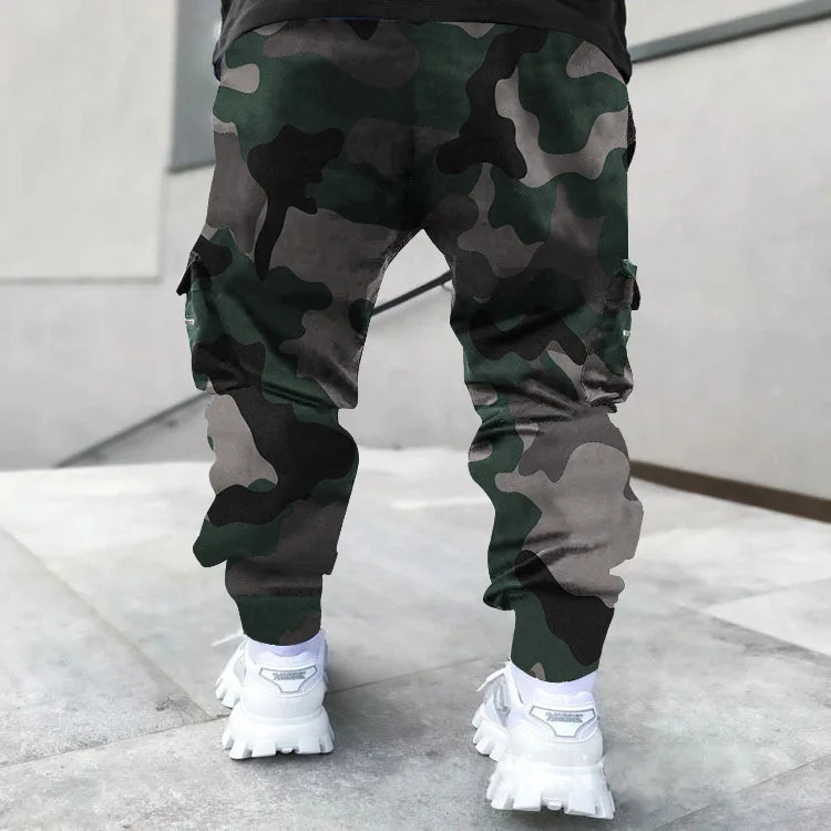 New Men's Cargo Pants Trend Printed Loose Hip Hop Fashion Street Wear Big Pocket Overalls Men Bright Color Four Seasons Trousers