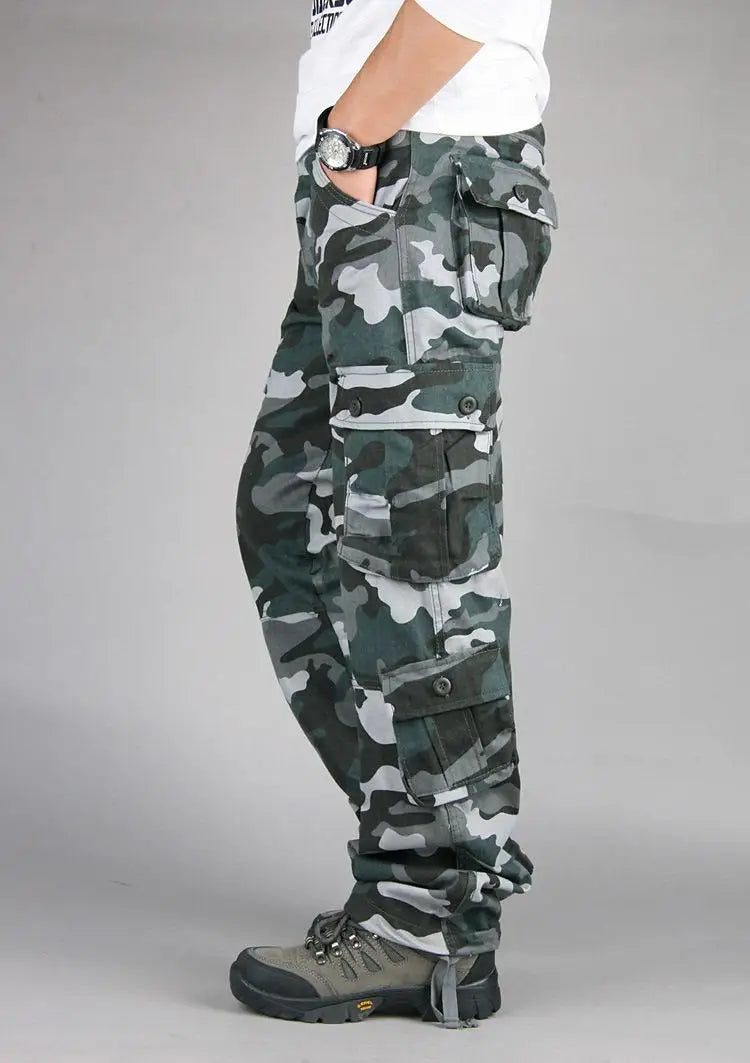 Men's Tactical Camouflage Overalls High-Quality Cotton Multi-Pocket Trousers Sports Training Casual Work Pants