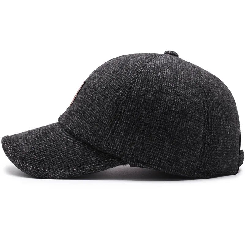 Winter Warm Dad Hat Men's Baseball Cap with Earflap Thicken Cotton Snapback Caps Ear Protection Windproof Knitted Hats for Men