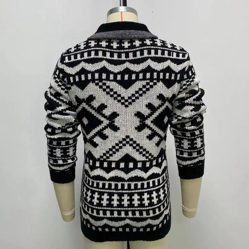 New 2025 Autumn Winter Men's Warm Cardigan Sweater Harajuku Cartoon Knitted Sweater Pullover Hip Hop Casual Knitwear Male Tops