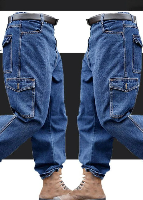 Overalls Pants Men's Clothing Trousers Wear-Resistant Anti-Scald Thickening Cotton Workwear Denim Work Pants Multiple pockets