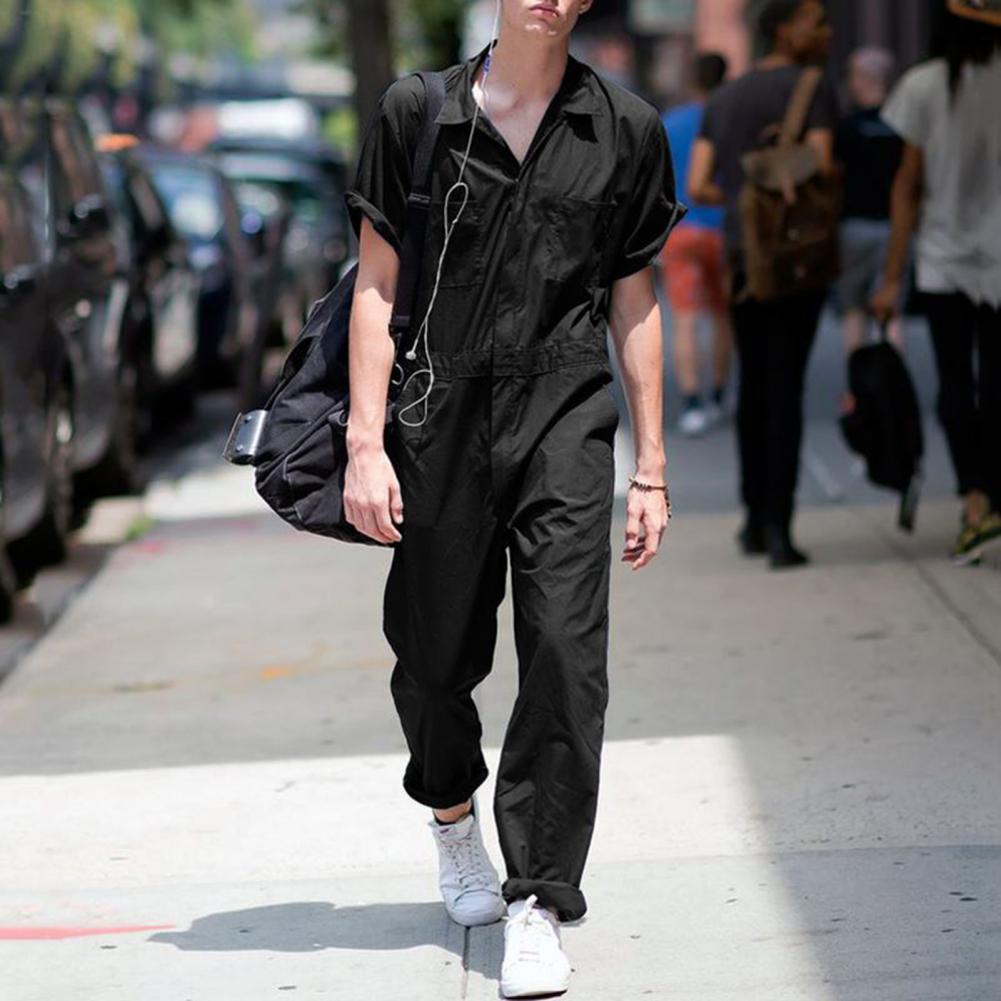 Fashion Men's Ripped Cargo Jumpsuits Ankle Length Letter printing Distressed Dress-up Overalls For Men Jumpsuit Pants