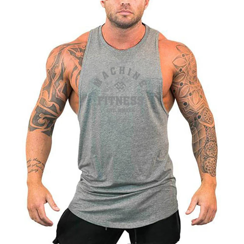 MACHINE FITNESS JUST GYM Bodybuilding Tank Top Mens Workout Vest Cotton Sleeveless shirt Jogger clothing Muscle Stringer Singlet