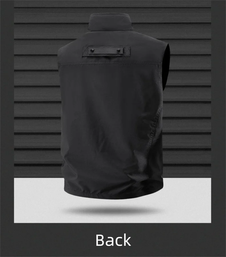 2026 Men's Outdoor Tooling Multi-Pocket Casual Outdoor Fishing Large Size Vest with Vertical Collar Breathable Quick-drying Vest