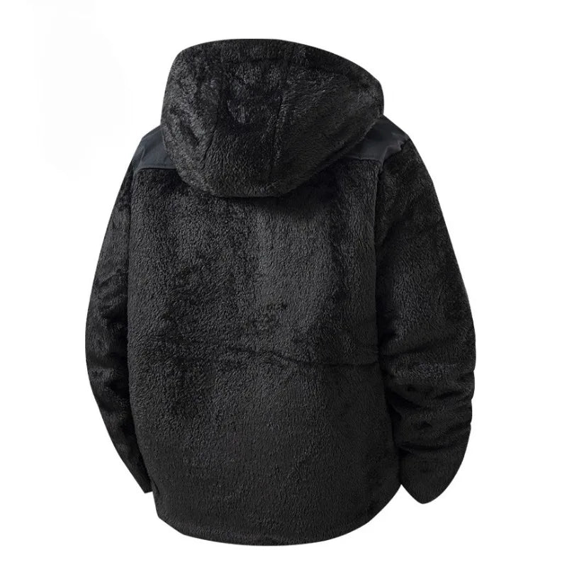 Men's New Hoodie Sweatshirts Winter Lamb Cashmere Thick Warm Sweatshirts Casual Hooded Cardigan Fashion Bomber Zipper Warm Coats