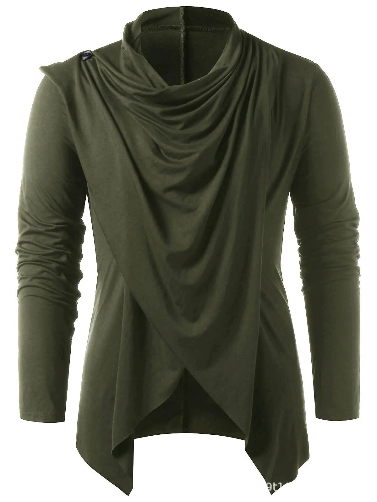 Medieval Men Asymmetrical Overlap Cardigan Casual Knitted Long Sleeve Sweater Shawl Collar Open Front Tops Men Vintage Sweaters