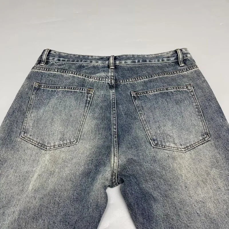 Autumn and Spring New Fashion Trend Printed Straight Leg Sports Denim Pants Men's Loose Comfortable Plus Size High Quality Pants