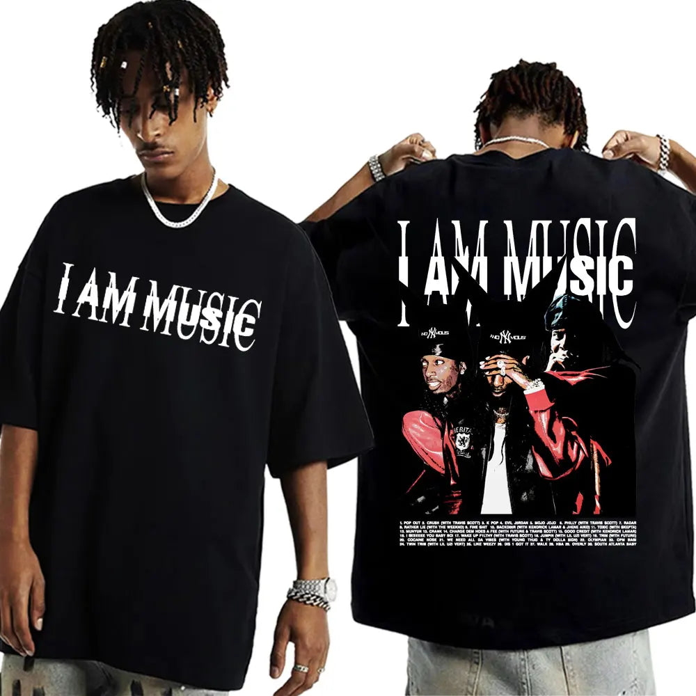 Rapper Playboi Carti I AM MUSIC Album Logo T Shirt Mens Clothing Hip Hop 90s Vintage Tshirt Male Casual Cotton Oversized T-shirt