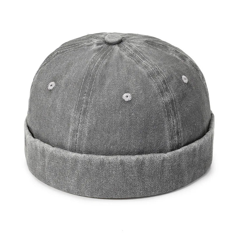 Fashion Denim Docker Cap Brimless Hat Solid Skullcap Solid Color Sailor Cap Beanie Hats Men Women Bucket Cap Adjustable Dad Hat