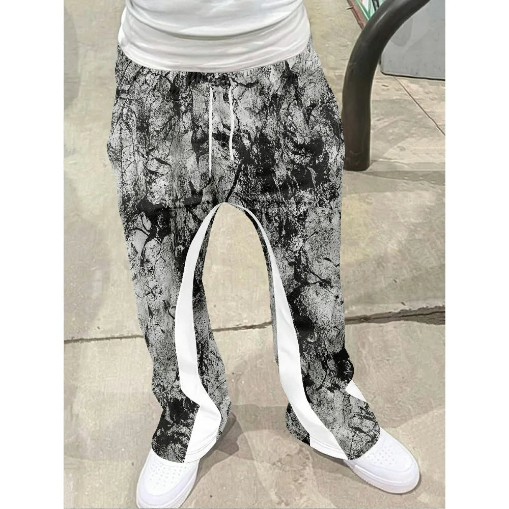 Men's Trendy Hip - hop Style Casual Sweatpants Striking Flame Elements Paired with "RICH SOON" Eye - catching for Street Wear