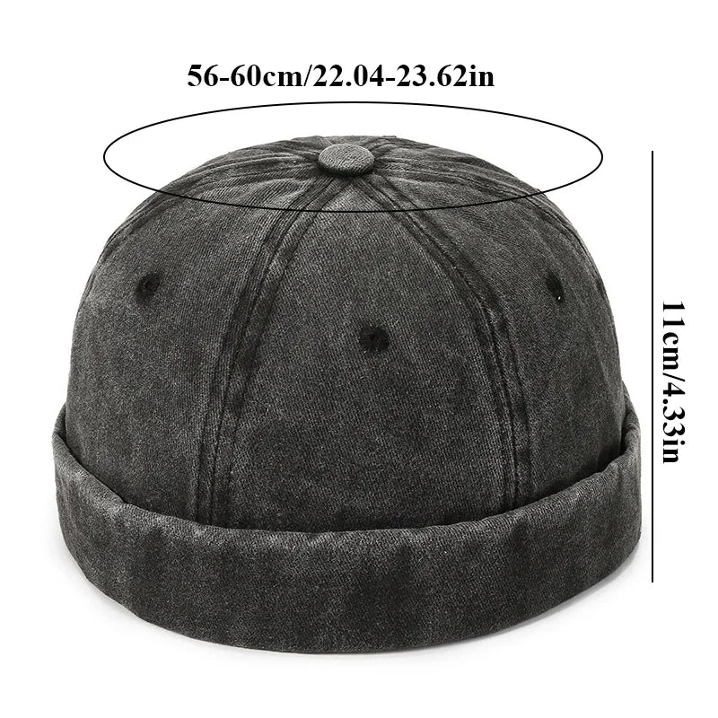 Fashion Denim Docker Cap Brimless Hat Solid Skullcap Solid Color Sailor Cap Beanie Hats Men Women Bucket Cap Adjustable Dad Hat