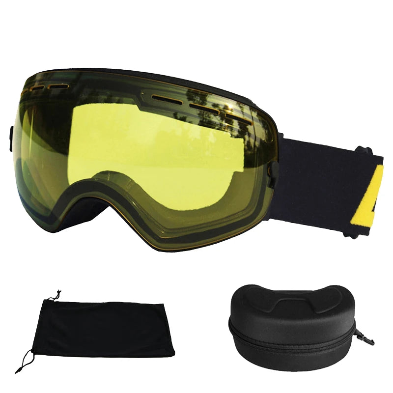 LOCLE Ski Goggles Double Layers Anti-fog UV 400 Ski Glasses Men Women Skiing Snowboard Skateboard Snow Goggles Ski Mask