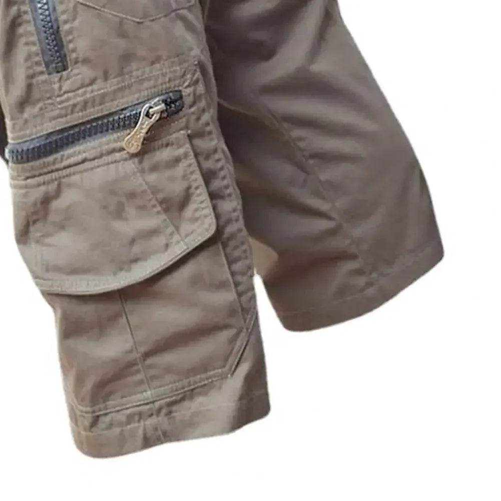 Men's Military Uniform Cargo Shorts Tactical Jogging Shorts Solid Color Multi-Pocket Summer Casual Straight Cargo Shorts Men