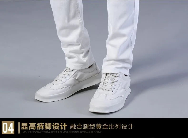 2024 Spring and Autumn New Fashion Trend White Elastic Denim Pants Men's Casual Slim Comfortable Breathable Small Legs 28-38