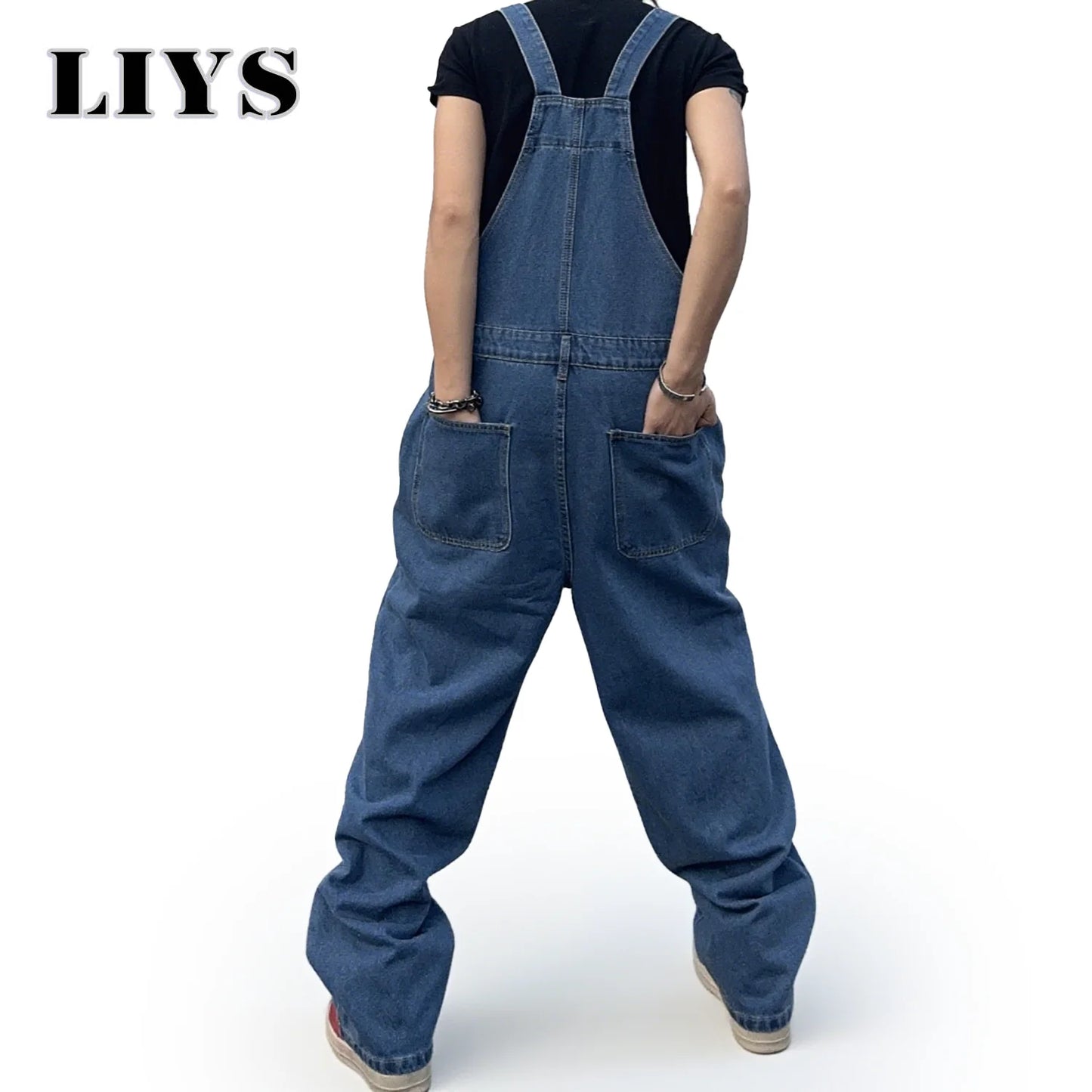 Overalls for Men Denim Suspenders Simple Baggy Jeans Men's Street Casual Solid Mid Waist Loose Washed Jumpsuits Length Tracksuit