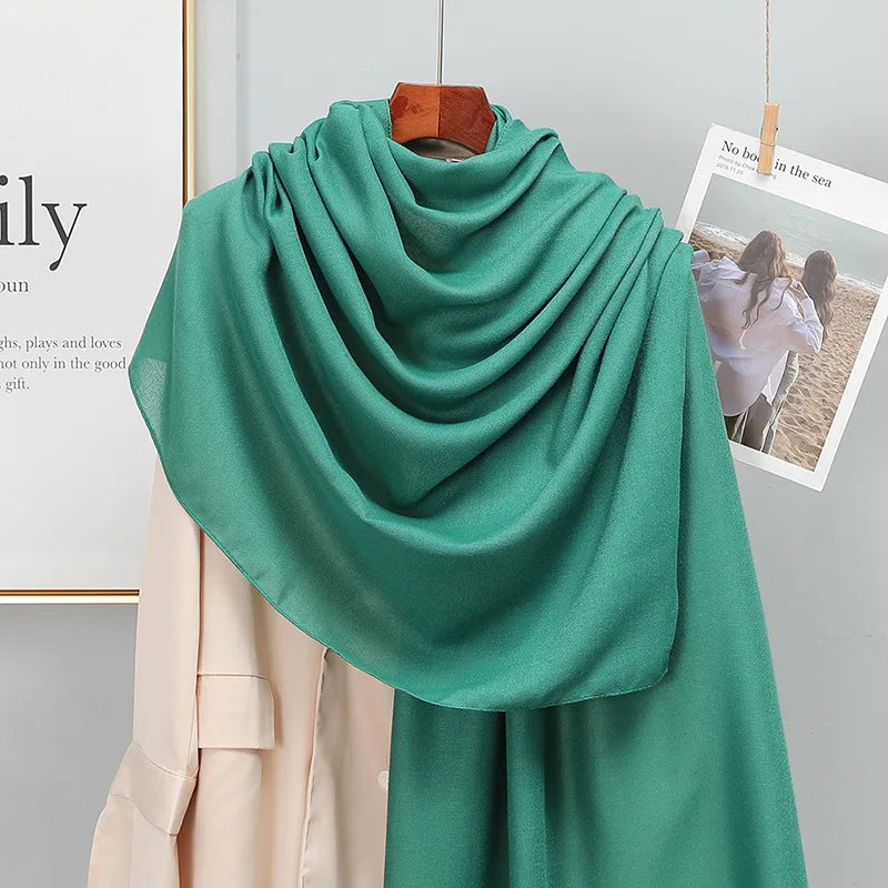 Plain Stripe Cotton Scarf for Women Winter Warm Tassel Linen Pashmina Scarves Hijab Lady Foulard Shawls Wraps Female Bandana New