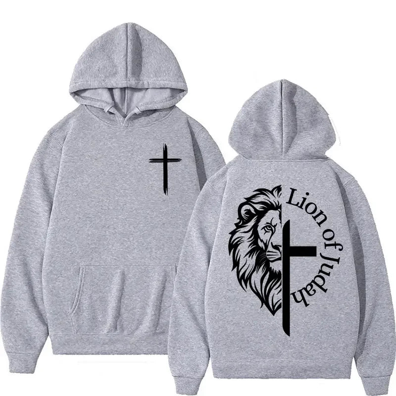 Lion of Judah Aesthetic Christian Religious Hoodie Men Harajuku Y2k Streetwear Sweatshirt Jesus Unisex Oversized Hoody Pullovers