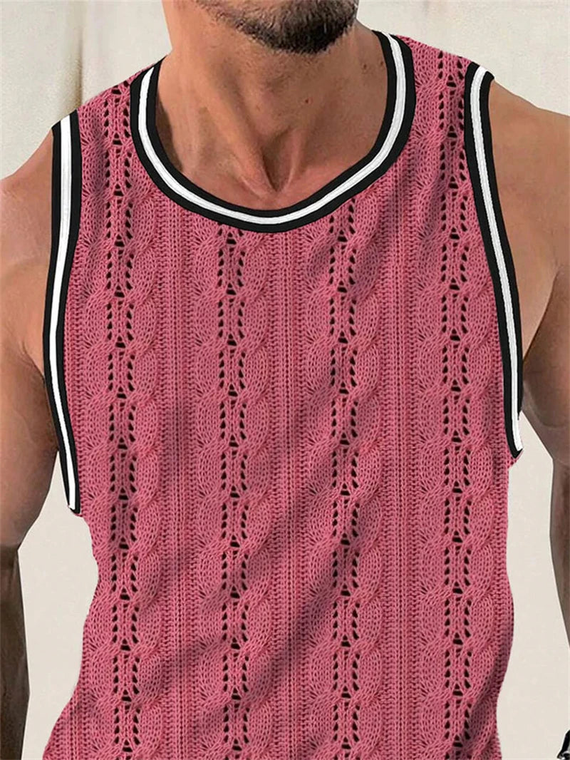 Simple Fashion Mens Summer Tank Tops Casual Daily Wear Sleeveless 3D Printed Crew Neck Vest Loose Breathable Streetwear Tops
