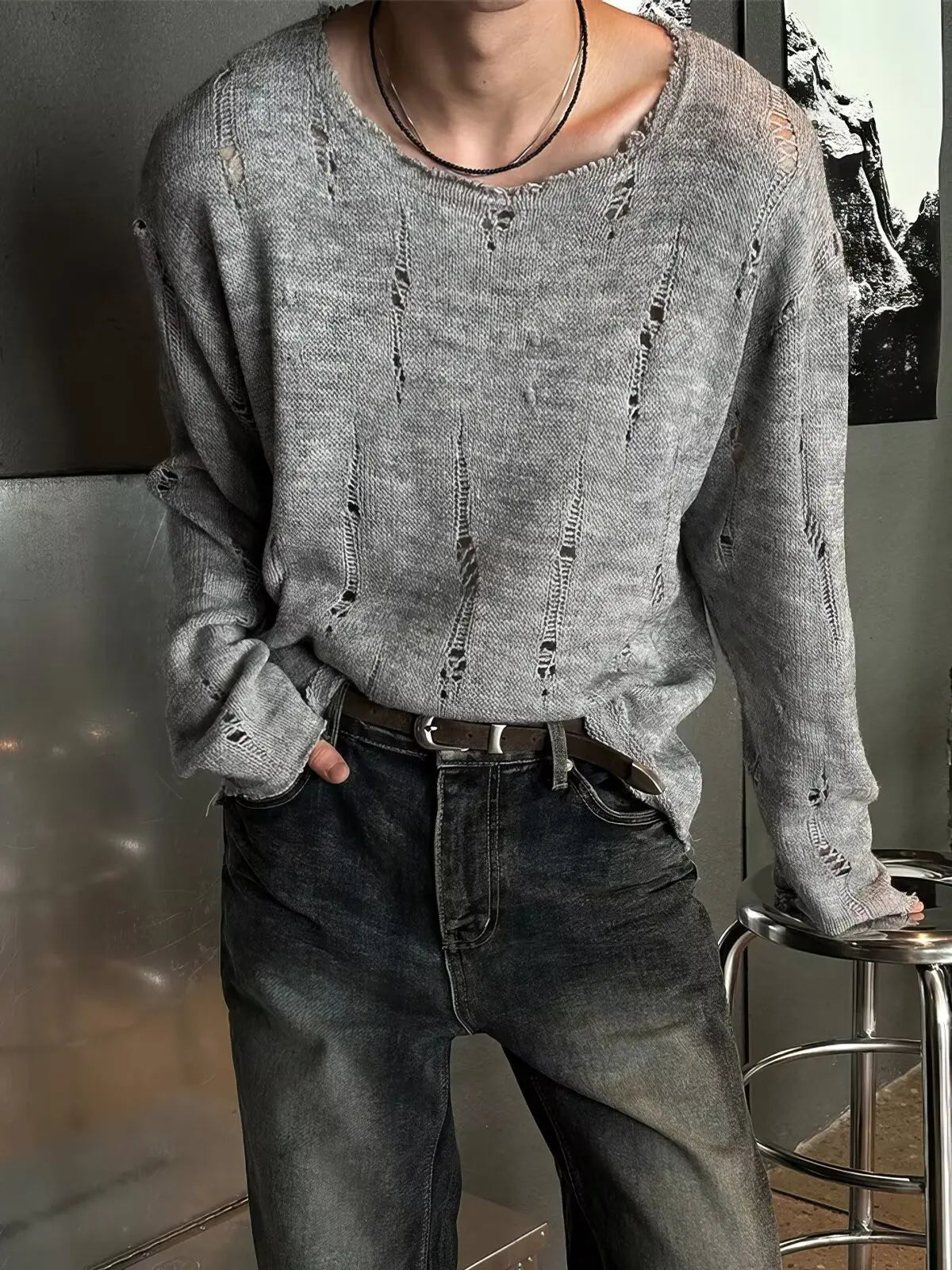 Men's Long Sleeve T-Shirt Hollow out Brushed Knitted Loose Fit Lightweight Breathable Summer Sunshade Casual Style Polyester ...