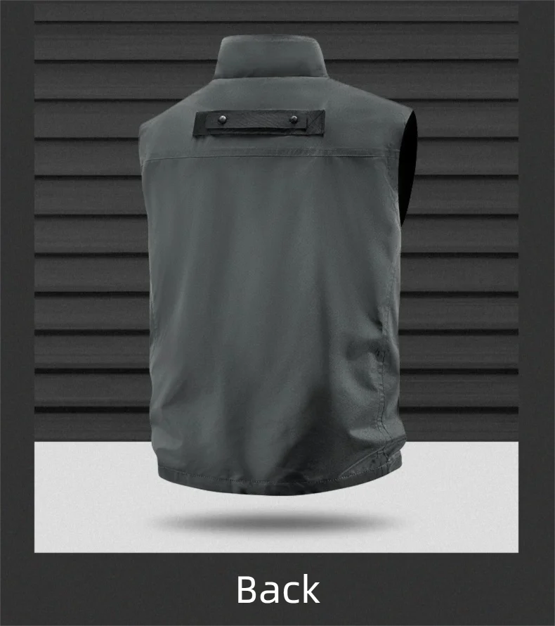 2026 Men's Outdoor Tooling Multi-Pocket Casual Outdoor Fishing Large Size Vest with Vertical Collar Breathable Quick-drying Vest