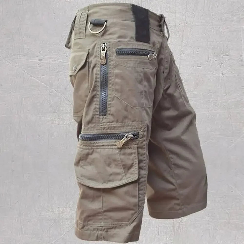 Men's Military Uniform Cargo Shorts Tactical Jogging Shorts Solid Color Multi-Pocket Summer Casual Straight Cargo Shorts Men