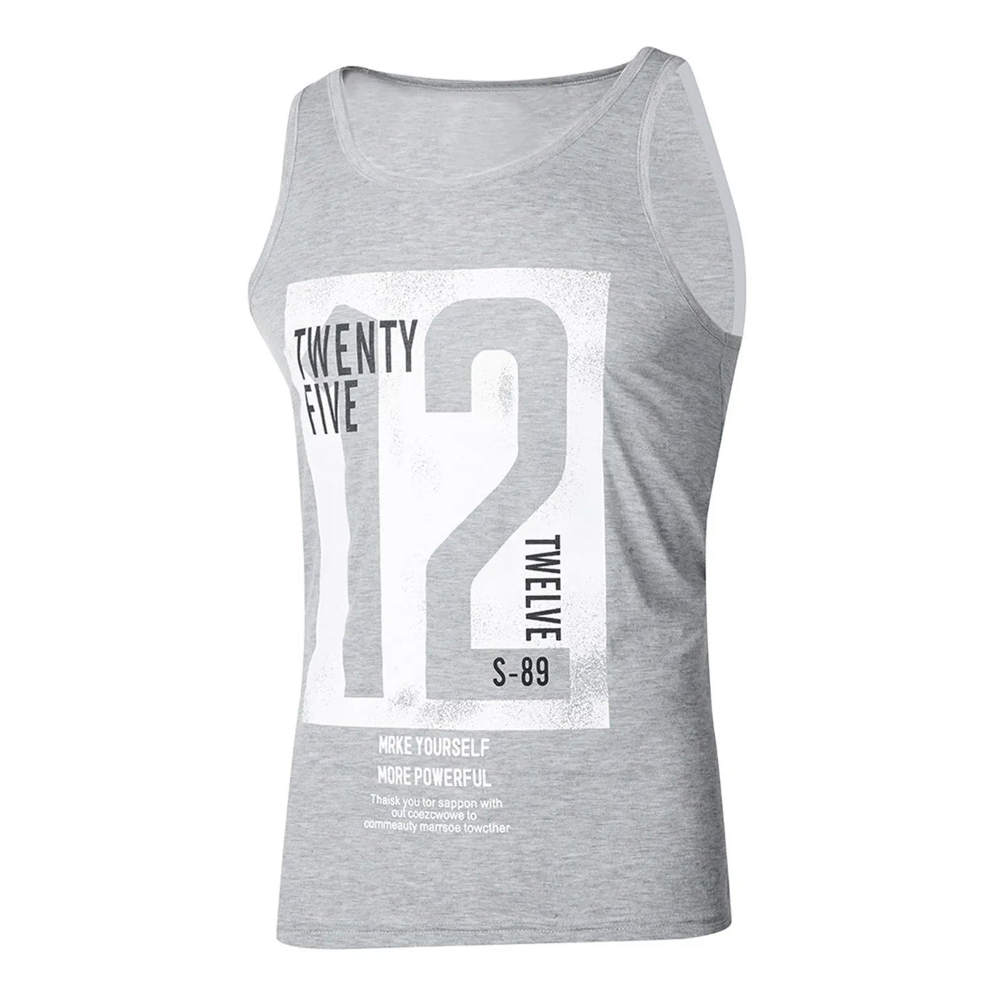 Number 12 Print Vest Men's Tank Top Breathable Bodybuilding Tee Gym Vest Sleeveless Men T-shirt Fashion Crew Neck Fitness Tee