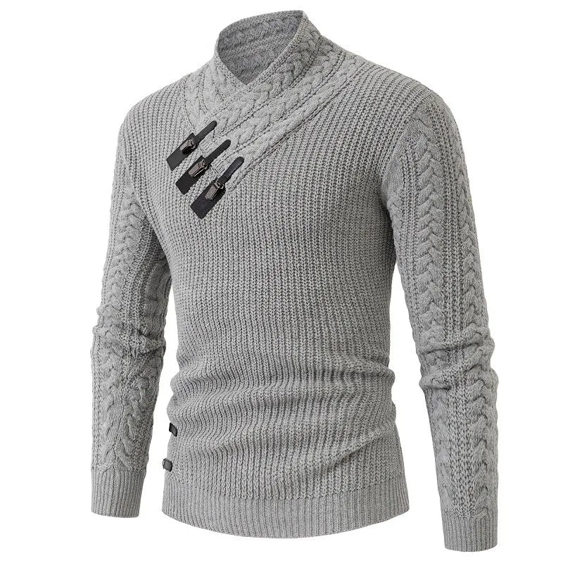 Autumn Winter Long Sleeved Knitted Sweater Men's Retro Solid Color Versatile Knit Pullover Sweaters Social Party Men Clothing