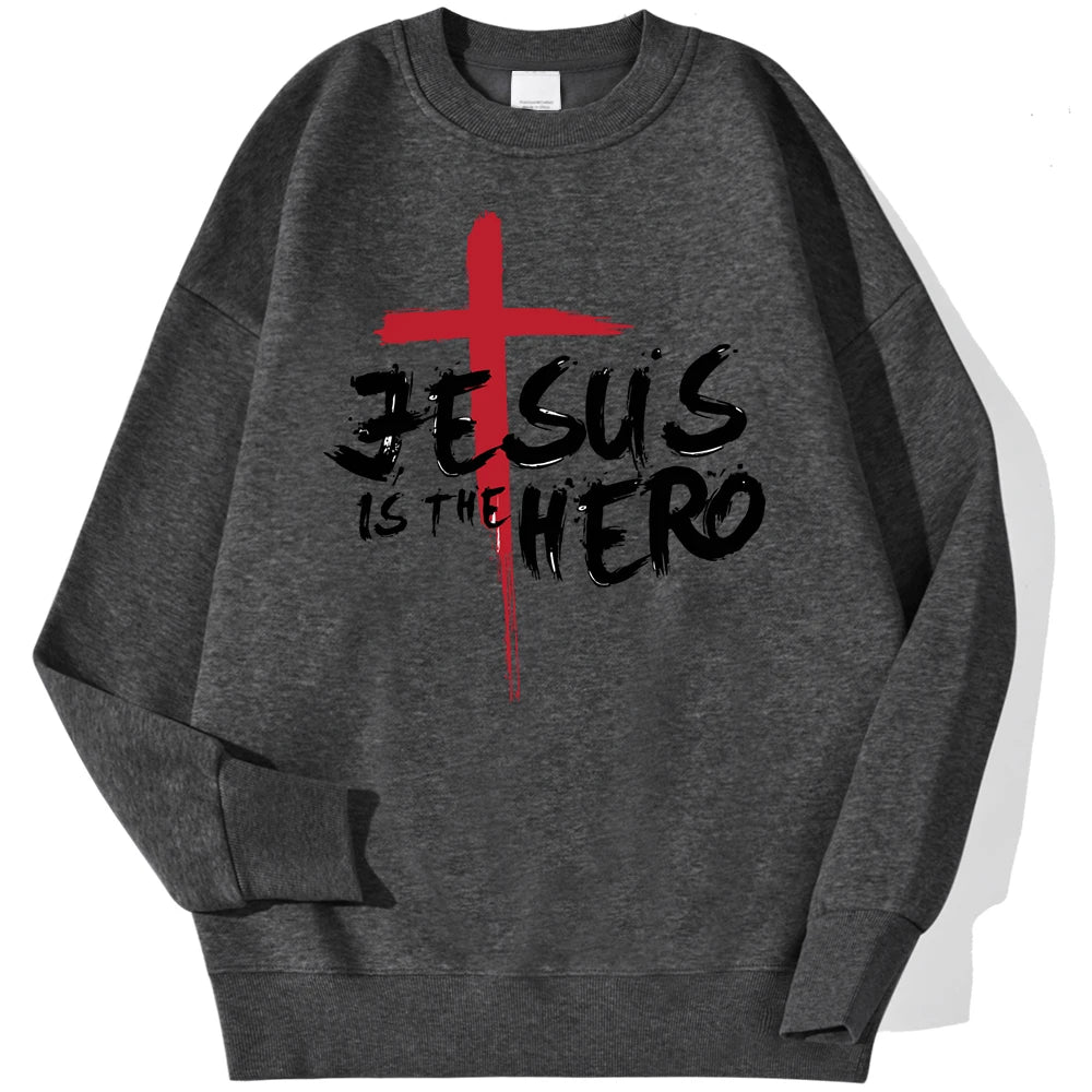 Jesus Is The Hero Sweatshirt Women Fashion Fleece Hoodies Autumn Fleece Hoodie Casual Oversize Clothing Male