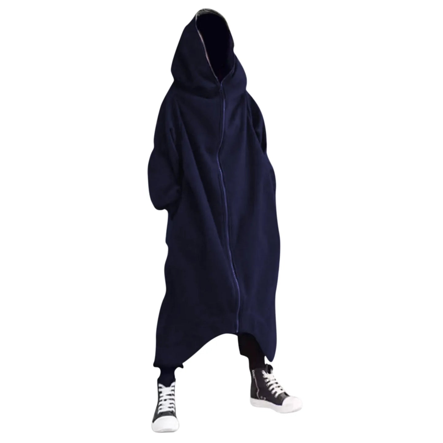 Men's Oversized Hoodies Outerwear Harajuku Fashion Dark Full Body Zip Up Hooded Sweatshirt Fashion Long Hooded Pullovers худи