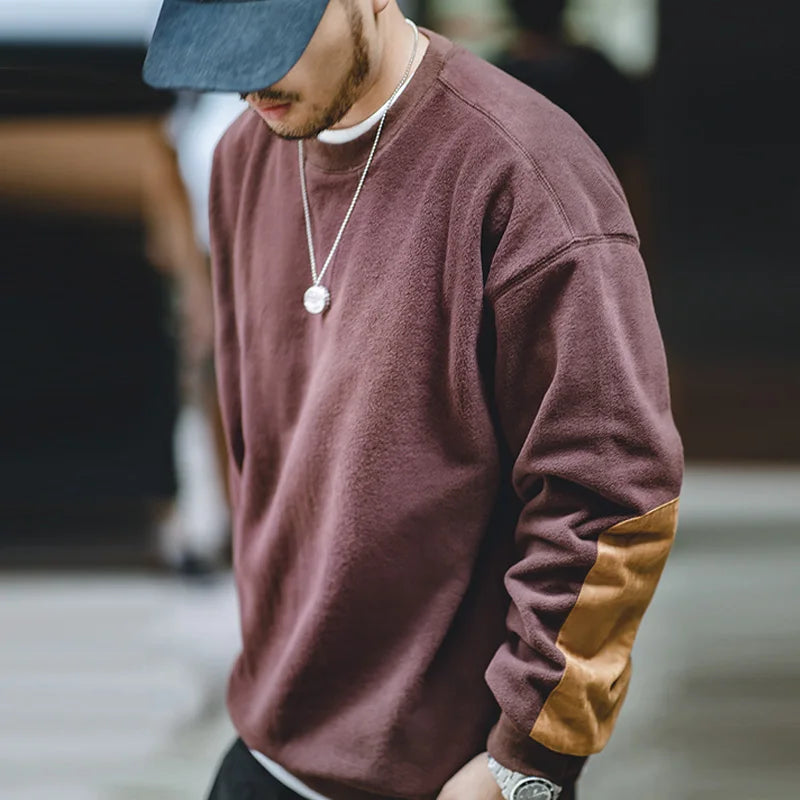 Maden Warm Fleece Sweatshirts For Men Polar Pullover Loose Splicing Jacket Casual Sweatshirarajuku Coat Sportswear Man Clothing