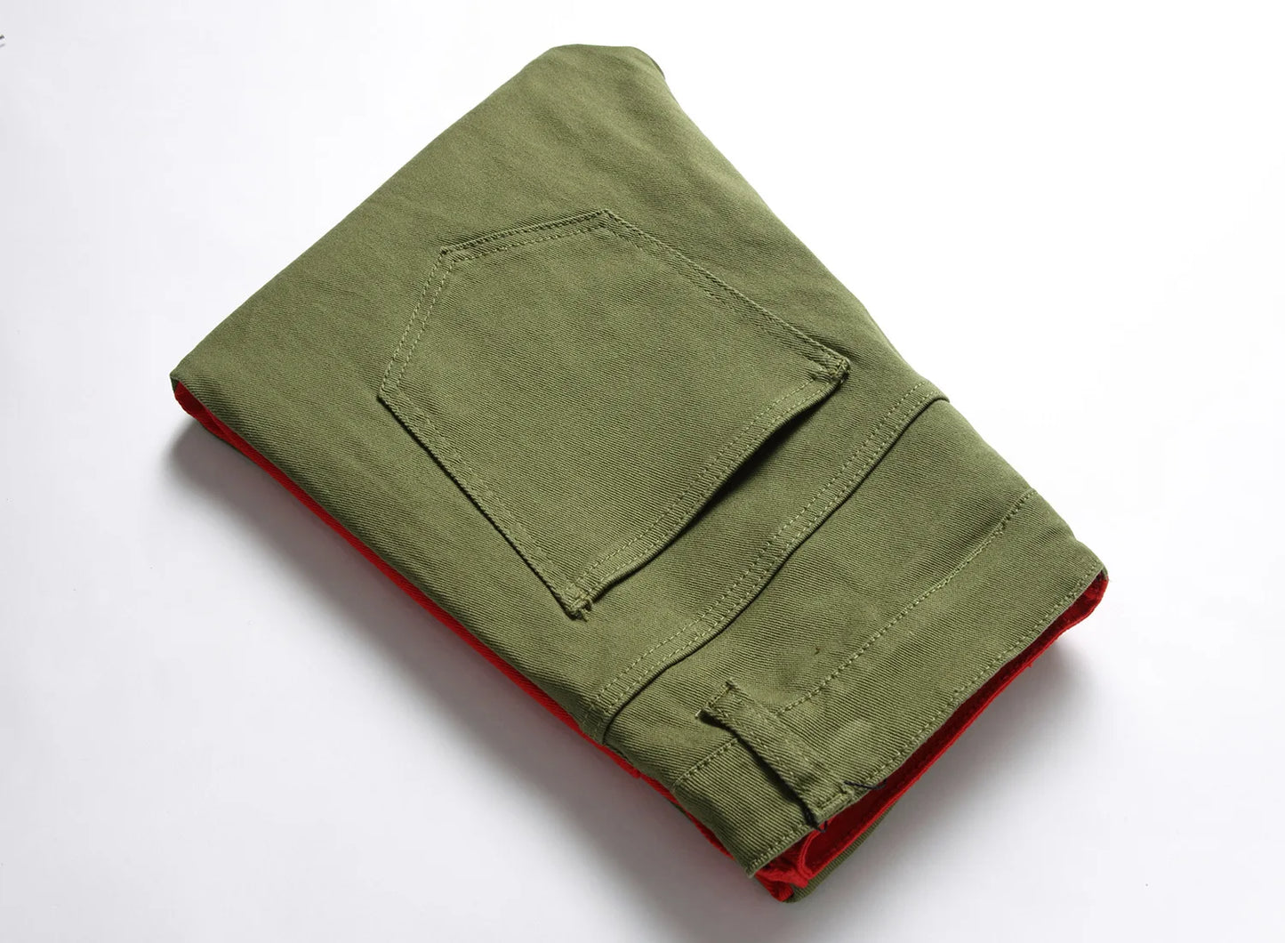 Two Colors Spliced Into Jeans Men's Fashion Casual Trousers and Shorts Red Green Yellow Denim Pants 28-38