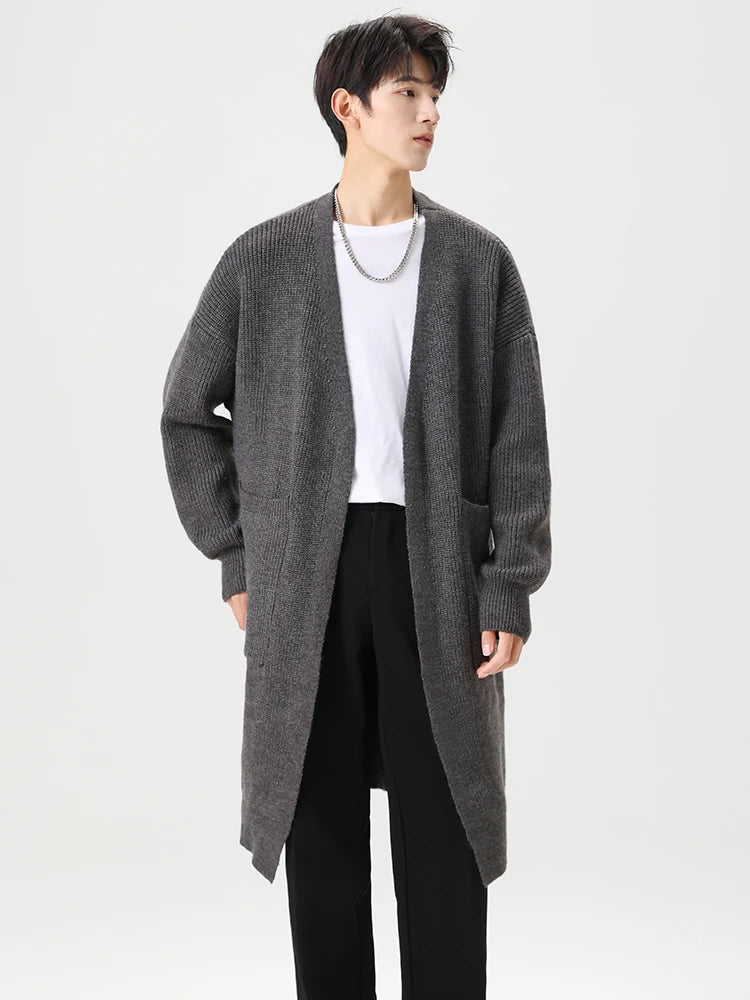 Mens Cardigan Sweater Long Autumn Winter Sweaters Knited Open Front with Deep Pockets Soft Touch 2024 Long Cardigan Coats Men