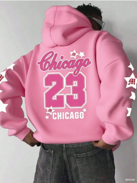 Men's hooded sweatshirt autumn/winter men's Chicago 23 pattern hoodie men's unisex pullover hip-hop style women's hoodie top