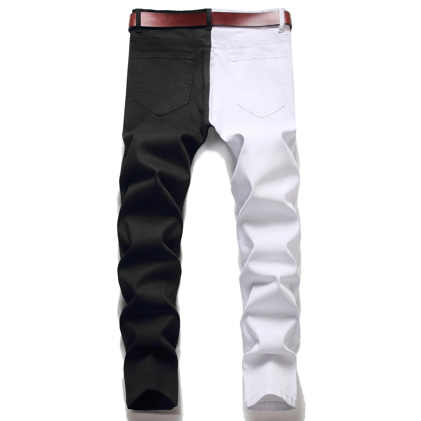 Two Colors Spliced Into Jeans Men's Fashion Casual Trousers and Shorts Red Green Yellow Denim Pants 28-38