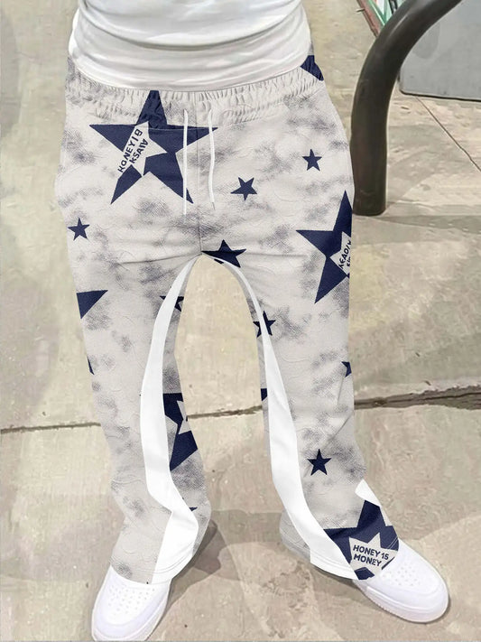 Y2k Flared Pants Men Loose 3D Print Trousers Casual Sweatpants Mid Waist Sporty Female Clothes Streetwear Hip Hop Vintage Pants