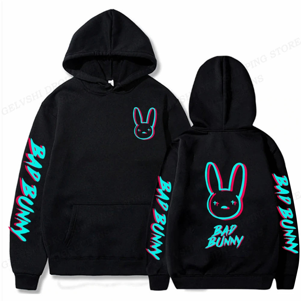 Bad Bunny Hoodie Men Fashion Hoodie Women Sweats Men's Hoodies Hip Hop Rabbit Sweatshirt Boy Coats  Men's Clothing Rapper