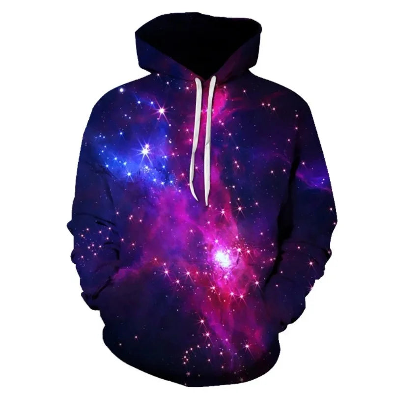 Space Galaxy Sportswear Men's 3D Starry Sky Printed Hoodie Men's and Women's Loose Hoodie Retro Hoodie