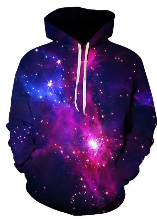 Space Galaxy Sportswear Men's 3D Starry Sky Printed Hoodie Men's and Women's Loose Hoodie Retro Hoodie