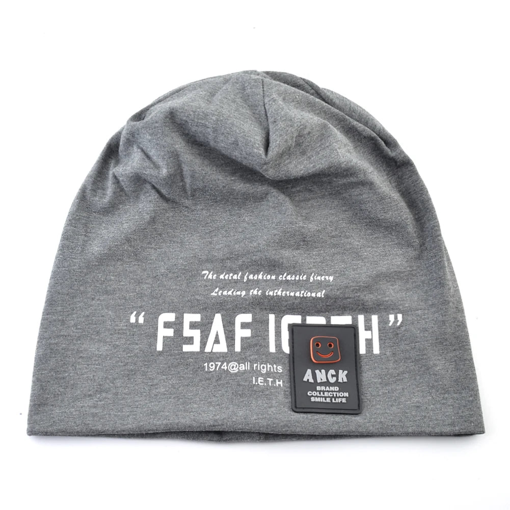 Men's Beanie Hats Autumn Outdoor Thin Casual Skullies Beanies Printing Letters Streetwear Hip Hop Bonnet Gorras Men Spring Hat