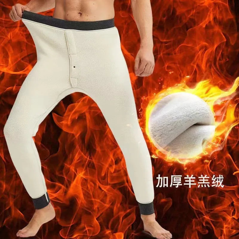 Winter Men Plus Size Thermal Underwear Bottoms Male Elastic Tights Leggings Thermos Pants Warm Wool Thickened Men's  Long Johns