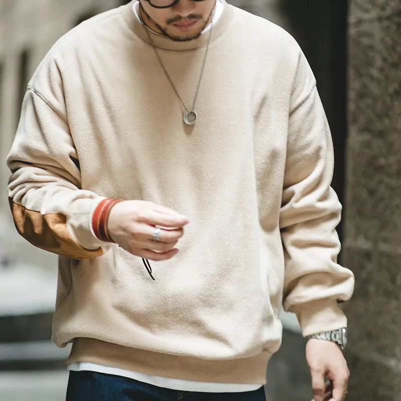 Maden Warm Fleece Sweatshirts For Men Polar Pullover Loose Splicing Jacket Casual Sweatshirarajuku Coat Sportswear Man Clothing