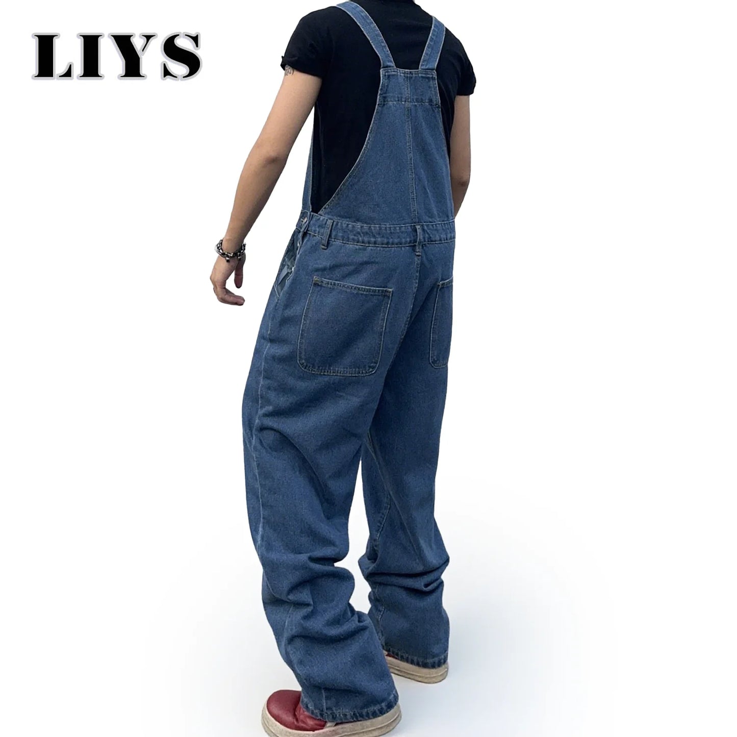 Overalls for Men Denim Suspenders Simple Baggy Jeans Men's Street Casual Solid Mid Waist Loose Washed Jumpsuits Length Tracksuit